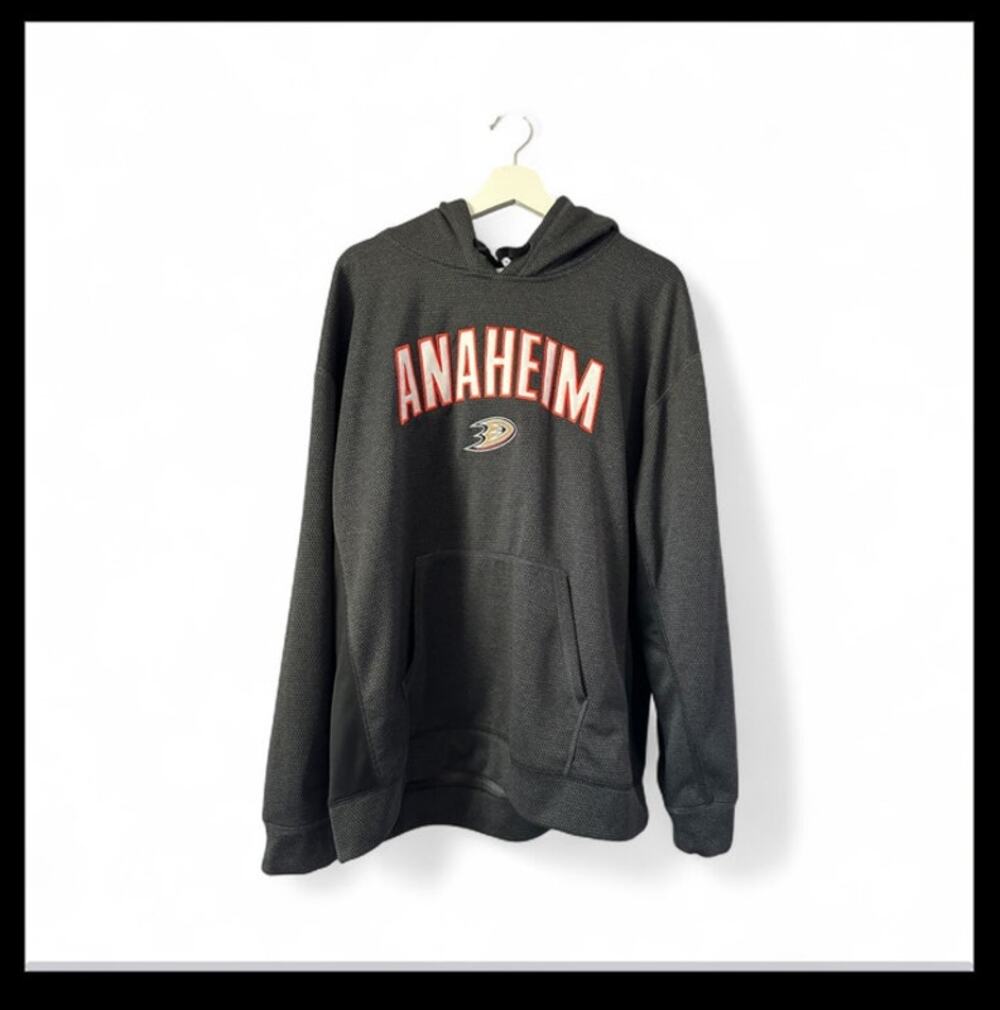 NHL Anaheim Ducks Embroidered Gray Hoodie size XL